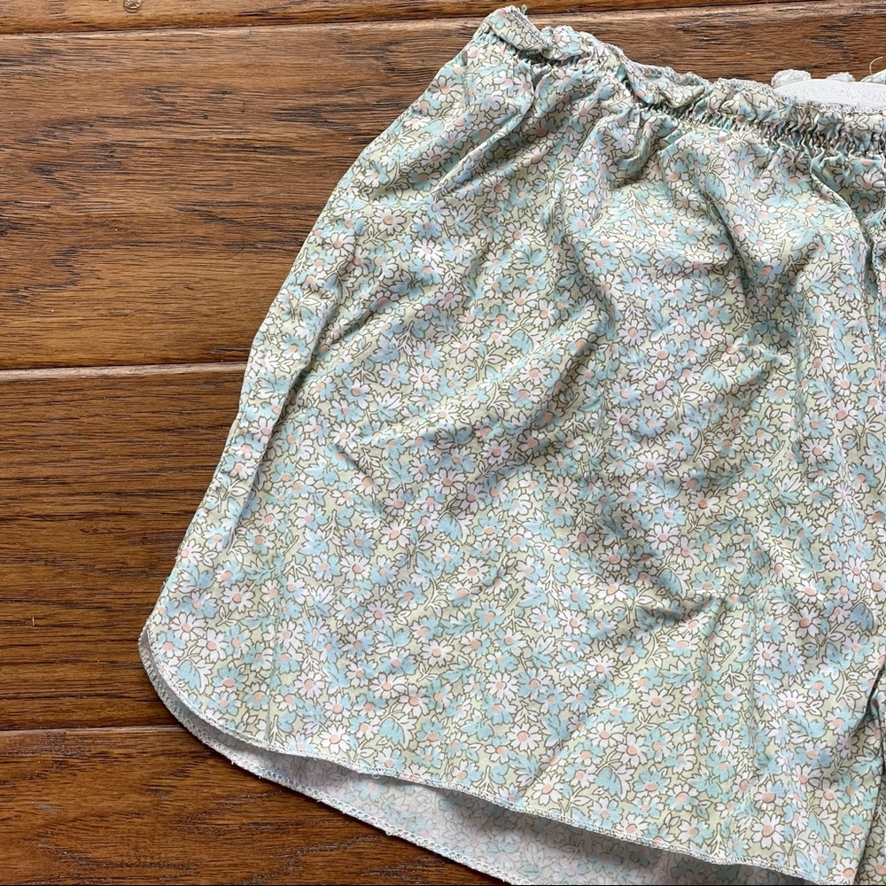 GAP green pajama shorts w/pink & blue floral pattern 100% cotton size SP - Picture 5 of 12
